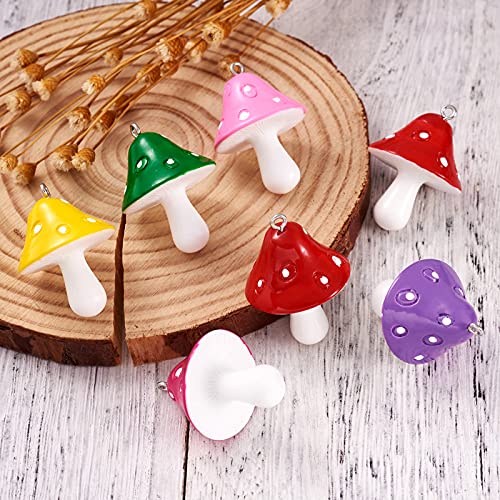 Craftdady Fruit Dangle Charms Pendants Cute Resin Food Pendants Apple Orange Pineapple Strawberry Pendants Lovely Vegetable Mushroom Charms for DIY Craft Earring Bracelet Necklace Jewelry Making - color: Random Mixed Color, Mushroom