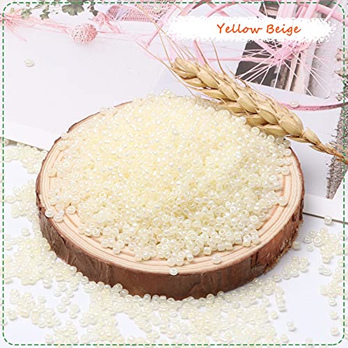 5000pcs 3mm 8/0 Yellow Beige Glass Round Craft Beads with Tweezers - color: Yellow Beige, size: 3mm