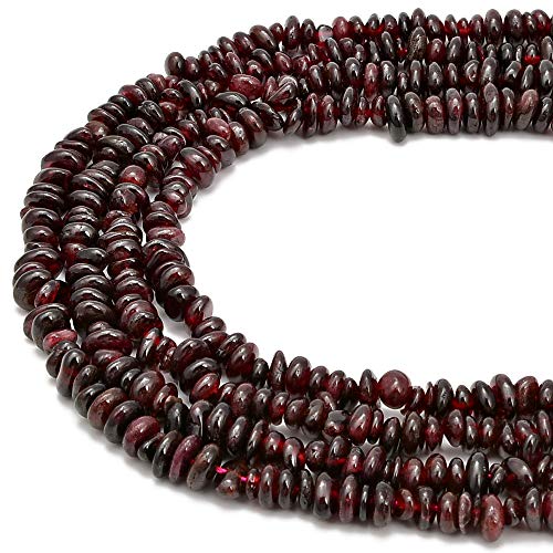 5-8mm Natral Healing Gemstone Waist Bracelets Necklace Kit Irregular Stone DIY Crafts Design Jewelry Making 1 Strand per Bag Approxi 34 inch (Red Garnet Chips) - color: Red Garnet Chips
