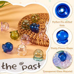 FASHEWELRY 12Pcs Glass Jellyfish Beads Flower Bead Cap 15x16mm Clear Wind Bell Flower Beads 6 Colors Glass Fishing Bead for Wind Chimes Craft Tassel Jewelry Making Keychain Ornament - color: Bell Flower Beads, 15x16mm