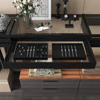 Oirlv Black Leather Jewelry Display Flat Tray Perfume Accessories Trinket Watch/Earring/Ring Storage Organizer - style: P01701
