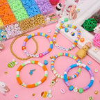BONNY BOXX 3600PCs Easter Day Clay Beads Set, Flat Round Disc Heishi Polymer Clay Beads with Letter Beads & Charms for Friendship Bracelet Making, Easter Basket Stuffer for DIY Crafts Birthday Gifts - color: Clay Beads Set - 004