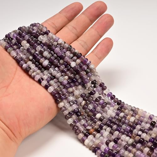 ICAI 4x6mm Natural Rondelle Beads – Loose Gemstone Spacers for DIY Jewelry Making (Amethyst) - color: Amethyst, size: 4x6