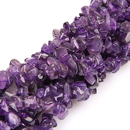 GEM-Inside Amethyst 7-8MM Chips Beads Natural Gemstone for Bracelet Necklace Jewelry Making 34 Inches - color: Amethyst