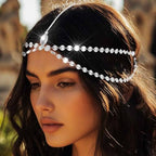 Yean Gold Sequins Head Chain Bohemian Hair Jewelry Headpiece Forehead Band Festival Headband Accessories for Women - color: Silver