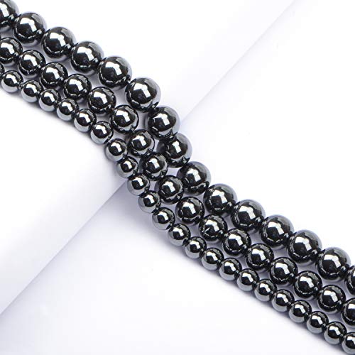 AD Beads Natural Gemstone Round Loose Beads 15" for Bracelet Necklace Earrings Jwelery Making Crafts DIY (4mm, Black Hematite) - color: Black Hematite, size: 4mm