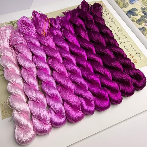 100% Nature Mulberry Handmade Embroidery Silk Thread Woven Jewelry Accessory Artificial Flowers Cross Stitch Floss DIY Sewing Kits 9 Gradient Colors 22m Each (38) - color: 38