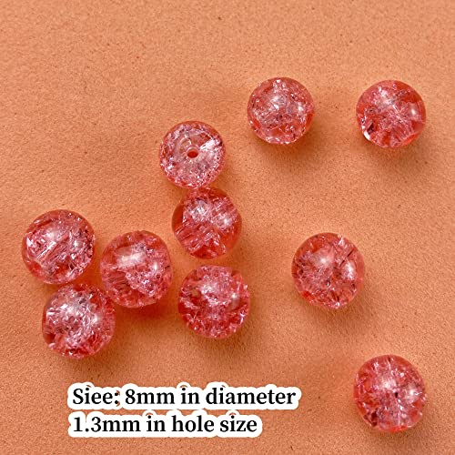 100pcs Round 8mm Glass Crackle Beads for Jewelry Making (Peach) - color: Peach, size: 8mm