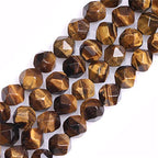 GEM-Inside Natural 8mm Yellow Tiger Eyes Gemstone Loose Beads Faceted Cambay Crystal Energy Stone Power for Jewelry Making 15" - color: Yellow Tiger Eye, size: 8mm
