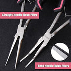 2PCS 7-Inch Long Reach Needle Nose Pliers Smooth Jaws Long Nose Pliers and Bent Nose Pliers Extra Long Needle Nose Pliers Jewelry Pliers for Jewelry Making, Wire Wrapping and Object Gripping - style: Straight & Bent Needle Nose Plier Smooth Jaws
