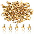 120Pcs 15mm Stainless Steel Lobster Clasps Gold Plated Lobster Claw Clasps Fasteners Hooks for DIY Necklace Bracelet Jewelry Making - color: Gold plated, size: 15mm
