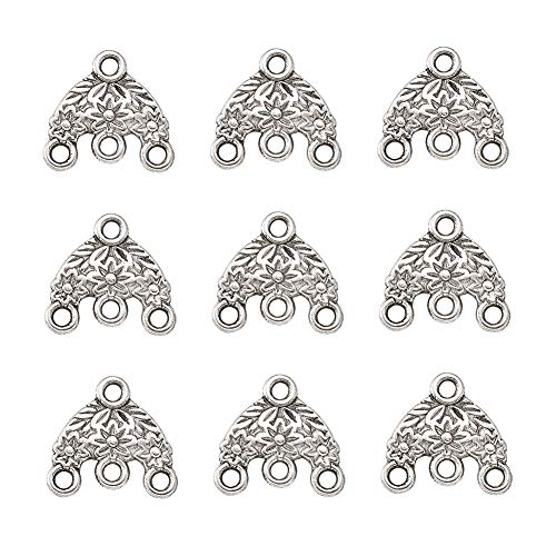 Mega Pet 20pcs Tibetan Silver Hat Chandelier Component Links Charm Pendant Connectors with 3 Holes for Multi Layers Dangle Earring Bracelet Necklace Jewelry Making - color: Antique Silver, Hat