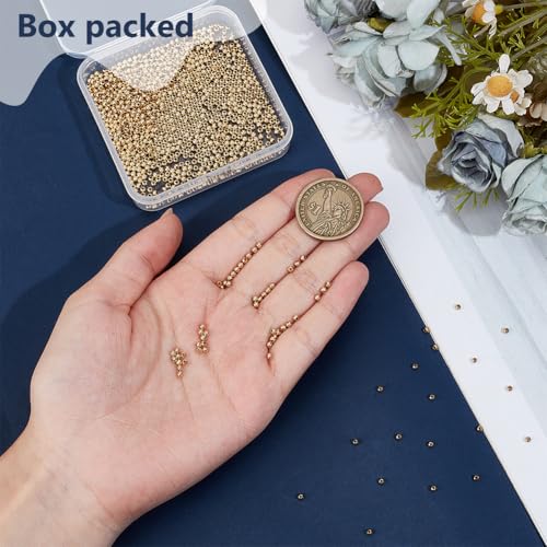 BENECREAT 1000Pcs Real 18K Gold Plated Stainless Steel Spacer Beads, Round Spacers Beads, 0.8mm Hole Metal Smooth Bead for DIY Bracelet Necklace Jewelry Crafts Making - size: Hole: 0.8mm