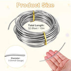 M METERXITY 9 Gauge Stainless Steel Craft Wire, 3.0mm 32.8 ft Bendable Floral Snare Wire for Jewelry Making/Sculpting/Armature Crafting/Floral Bonsai/DIY Crafts - size: 9 Gauge x 32.8 ft