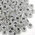 200PCS Letter Beads Glow in The Dark 4x7mm Acrylic Alphabet Letter N Beads for Jewelry Making Bracelet - color: N-200PCS