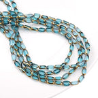 Glass Rice Beads Clear Lake Blue 4x6mm 50pcs Faceted Oval Golden Edge Crystal Loose Beads for DIY Craft Jewelry Making - color: Clear Lake Blue