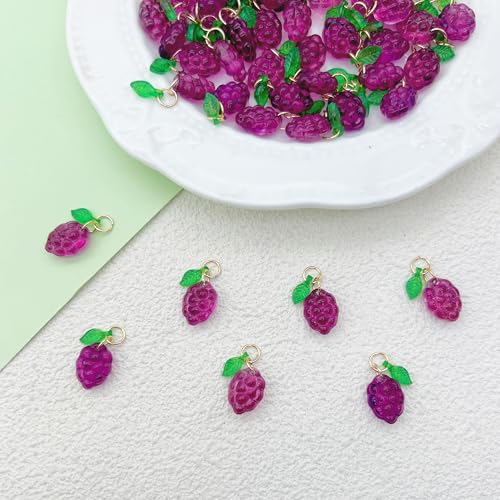 50pcs Glass Pendant Charms - Multicolor Theme Drops for Necklace Craft, Jewelry Making Supplies (Various Styles) - style: Grape