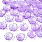 KISSITTY 100pcs Flower Glass Beads Purple Crystal Aesthetic Flowers Drilled Bead Caps Charm Spacers for DIY Necklaces Earrings Bracelets Jewelry Craft Making for Women - color: Purple