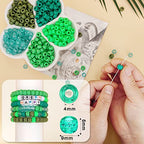 MIIIM 1000PCS 6x9mm Pony Beads Bulk, 5 Styles Green Pony Beads for Bracelets Making Kit, Kandi, Hair Braids Crafts for Jewelry Making (Green) - color: Green