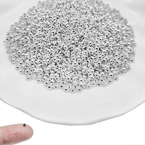 1500Pcs 2.5mm Brass Crimp Beads Metal Spacers Stopper Beads Metal Round Bead Spacers Beads Clamp Ends for DIY Jewelry Making,Bracelet Necklace Earring（Silver） - color: Silver, size: 2.5MM