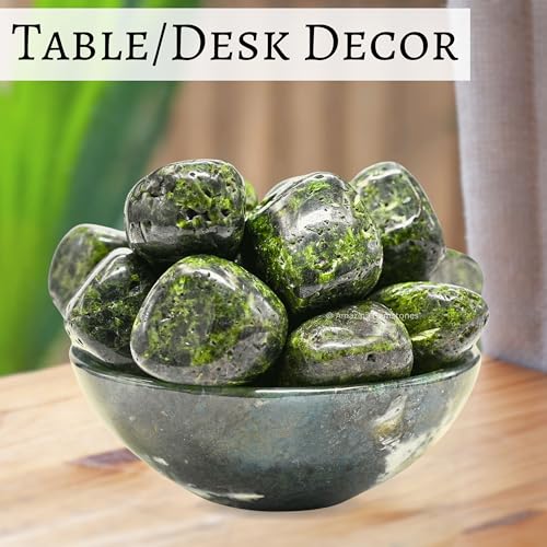 Amazing Gemstone Green Tourmaline with Matrix Crystal Tumbled Stones Polished Rocks - Natural Gem Stones for Healing - DIY Crystals for Protection (1 Piece) - color: Green Tourmaline with Matrix