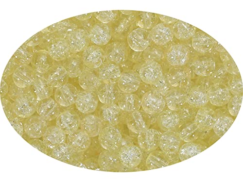 1050pcs Yellow Crackle Glass Beads Handcrafted Round Lampwork Smooth Loose Beads for Bracelet & DIY Jewelry Making 6mm - color: yellow#09, size: 6mm