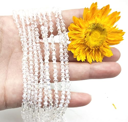 3mm4mm 1100pcs 800pcs Bicone Beads Crystal Glass Faceted Beads for Necklace Bracelet Earrings DIY Jewelry Crafts Making Project (3mm WhiteAB) - color: 3mm WhiteAB