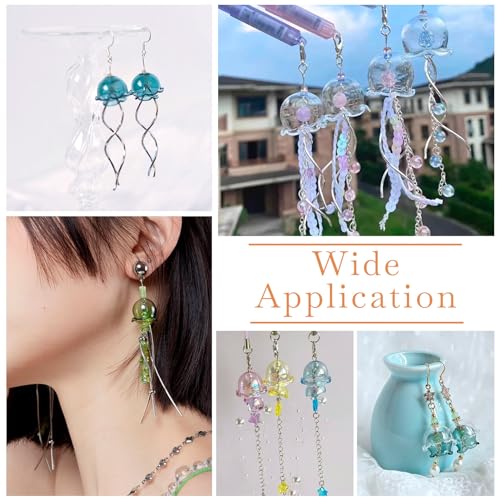FASHEWELRY 10pcs Glass Flower Cone Beads - 21mm Cyan Jellyfish Beads for Wind Chimes & Jewelry Making - color: 21mm，Dark Cyan