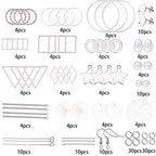 SUNNYCLUE 1 Box DIY 10 Pairs Geometric Hollow Earring Making Starter Kit Shell Ring Round Square Star Triangle Charm Connector Earring Stud Hooks Jewelry Making Supplies Craft Silver, Instruction - color: Diy 10 Pairs Earrings-style 2