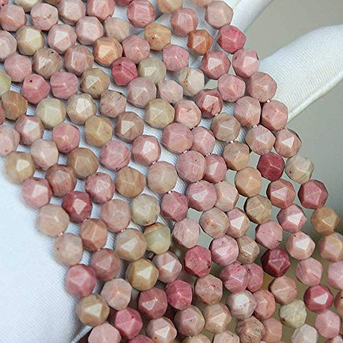 MJDCB Best Sellers Natural Stone Beads Faceted Polygon Rhodonite Crystal Energy Stone Healing Power for Jewelry Making(8mm) - color: Rhodonite