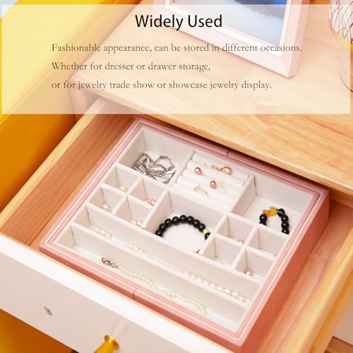 Jewelry Organizer for Drawer, Retractable Jewelry Drawer Organizer Inserts, Leather Storage Display Case Storage Containers Box in Dresser