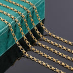 UMAOKANG 2 Meters Gold Plated Stainless Steel Chains for Jewelry Making Circle Link Chain on Spool with Jump Rings and Lobster Clasps - color: Circle Gold