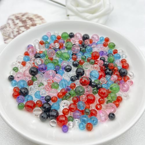 1000PCS 6MM Round Crystal Acrylic Beads Crystal Faceted Beads Spacer Beads for DIY Crafts Jewelry Making, Bracelets Necklaces Wind Chimes Suncatchers Loose Gemstones(60-Black) - color: 60-Black, size: 6MM
