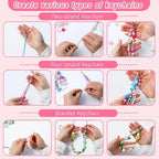 Wurosi 865 Pcs Bead Keychain Kit, DIY Bead Keychain Making Kit, Bag Charm Kit with Acrylic Heart Flower Alphabet Beads Key Chain Supplies for Jewerly Making Kit - color: 865 Pcs Bead Kit