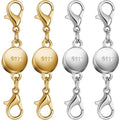 925 Silver and Gold Magnetic Necklace Clasps, Round Necklace Clasp Closures for Jewelry Making,Magnetic Necklace Clasps and Extenders,for Bracelet Necklace and Accessories (4pcs | Gold Silver) - color: 4pcs | gold silver
