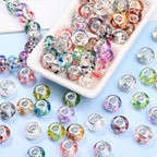 PIPITREE 100PCS Acrylic Beads 9 * 14mm Focal Beads for Pens Acrylic Flat Bulk Bead Ink Spot Pattern Mixed Color 6mm Large Hole Bead for Keychains Beadable Pens DIY Crafts Jewelry Making & Gift Giving - color: Ink Spot Pattern