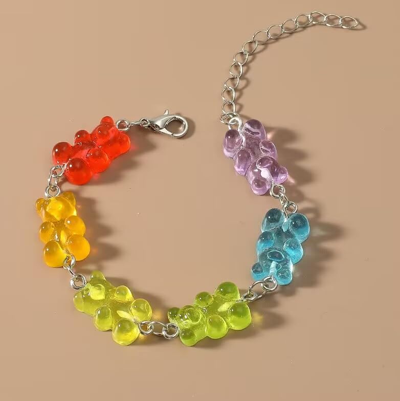 200pcs Colorful Gummy Bear Clear Acrylic Bear Beads Colorful Cute Bear Beadsy Bear for Necklace Bracelet Key Chains Jewelry DIY Craft Making(6 * 18mm) - color: 200pcs-bear