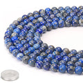 70PCS Natural 8MM Healing Gemstone, Lapis Lazuli Energy Stone Round Loose Beads, Semi-Precious Crystal Beads with Free Elastic String for Jewelry Making DIY - color: Lapis Lazuli, size: 8MM