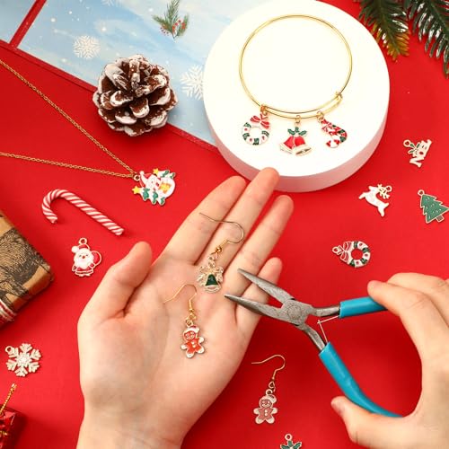 MARFOREVER 40Pcs/20 Pairs Christmas Charms, Christmas Gold Enamel Charms Pendants for Jewelry Making, Metal Alloy Xmas Charm Pendants for Bracelet Necklace Earrings Making Accessories - style: Christmas