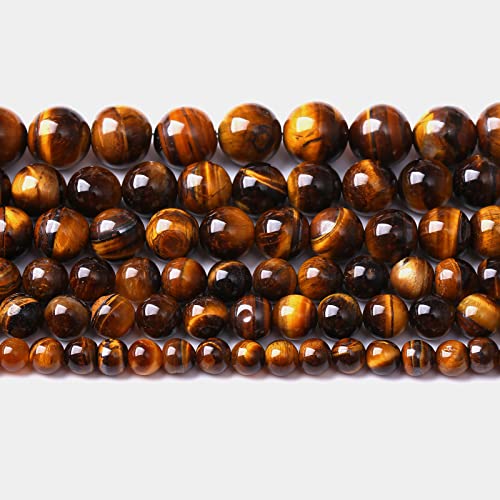 6mm 60pcs Natural Iron Yellow Tiger Eye Stone Beads for Jewelry Making Healing Energy Beads DIY Bracelet Necklace (6mm, Iron Yellow Tiger Eye Stone) - color: Iron Yellow Tiger Eye Stone, size: 6mm