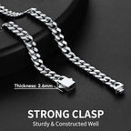 ChainsHouse Stainless Steel Mens Cuban Link Chain, Black/ 18K Gold Plated Miami Cuban Chain Necklace, 5mm/7mm/9mm/12mm/14mm Width, No Tarnish& Durable Hip Hop Mens Jewelry, 18"-30", Send Gift Box - color: a. 5mm width-steel, size: 22 inches