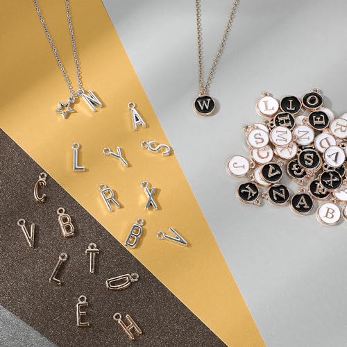 104 PCS Letter Charms for Jewelry Making - Double Sided Alphabet & Initial Charms for Necklace & Bracelet - color: 2 style