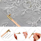 meekoo Tambour Hook with 3 Needles 70# 90# 100# Tambour Embroidery Kit Tool Crochet Hook Kit Sequin Beads Needle Set for Embroidery Sewing Crafting Handmade Artwork Making Gifts for Protect Hands(1)