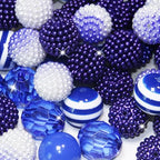48 Pcs 20mm Beads for Pens Bubblegum Bead Blue Crystal Acrylic Round Chunky Beads Sparkly Large Balls Bead for Pen Beadable Keychain Bracelet Necklace DIY Jewelry Making Supplies - color: Blue Color