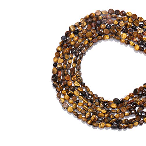 BEADIA Irregular Natural Tiger Eye Stone Loose Semi Gemstone Beads for Jewelry Making 5-8mm 38cm - color: Tiger Eye, size: 5-8mm 38cm