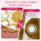 Laopottbeads 2000 Pcs Gold Beads with Oxidation-Resistant Finish, 4mm Round Beads DIY Kit for Bracelets, Earrings, Necklaces & Anklets - color: Golden, size: 4 mm, 2000 pcs