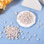 FASHEWELRY 500Pcs White Golden Letter Beads 4.5mm Square Alphabet Beads Acrylic Cube Letter N Beads for Friendship Bracelet Necklace Keychains Jewelry Making - color: Letter N