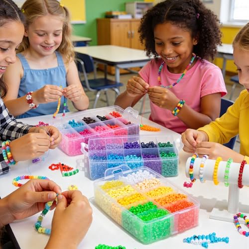 Umikk 9000Pcs Pony Beads Bulk, 30 Colors 6x9mm Plastic Kandi Beads for DIY Bracelet Making Hair Braiding Kandi Jewelry Key Chains Crafts (5.16LB) - color: 30colors9000pcs