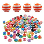200pcs 8mm Resin Rainbow Beads, Plastic Stripe Multicolor Beads for Jewelry Making, DIY Bracelets, Earrings, Keychains & Craft Projects (Mixed) - color: Mixed