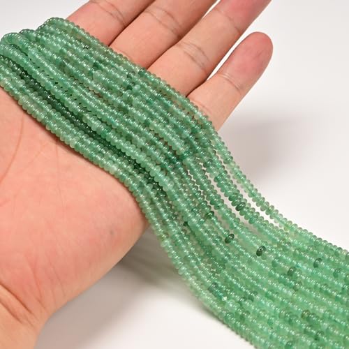 ICAI 2x4mm Natural Rondelle Beads – Loose Gemstone Spacers for DIY Jewelry Making (Green Aventurine) - color: Green Aventurine, size: 2x4